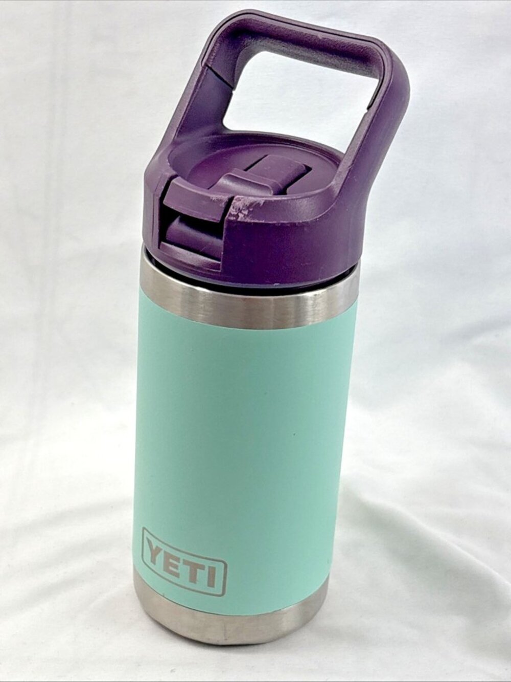 YETI 12 oz Teal & Purple Stainless Water Bottle Tumbler Cup Flip Top Sip Lid